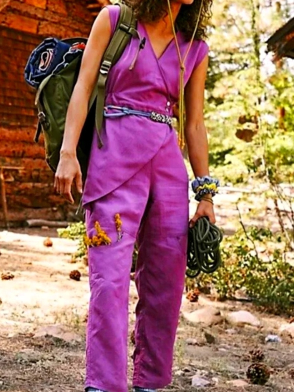 Free People Purple Road Ahead Sleeveless Wrap-Front Jumpsuit FP movement
